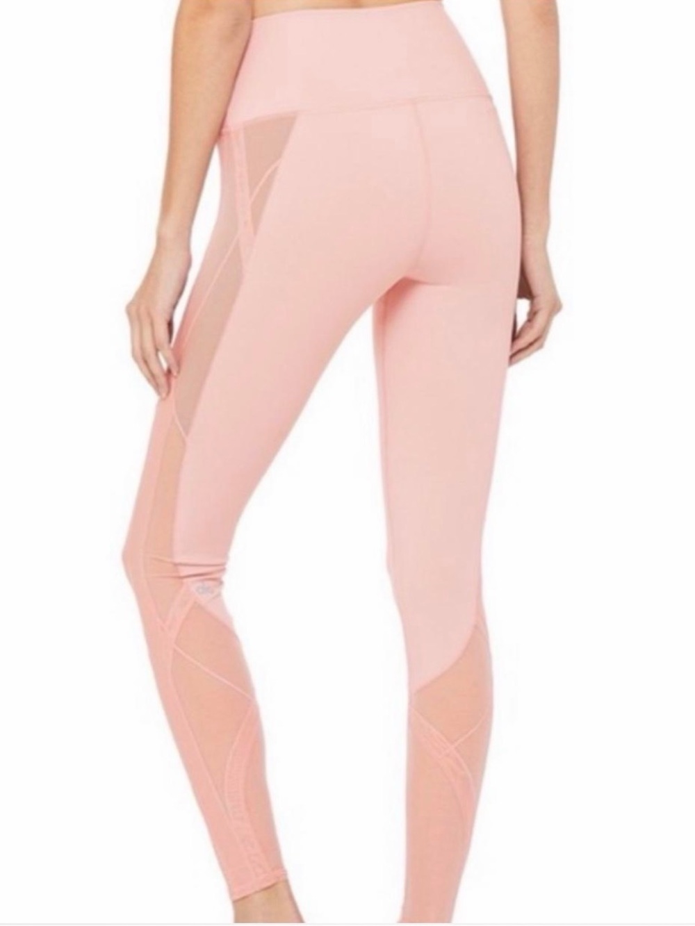 ALO Yoga Blush Pink Mesh-Panel High-Rise Leggings